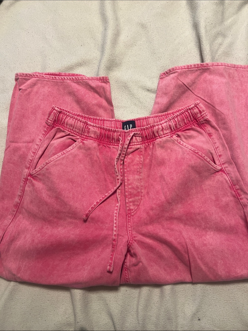 GAP Women's Washed Pink pull on barrel leg pants